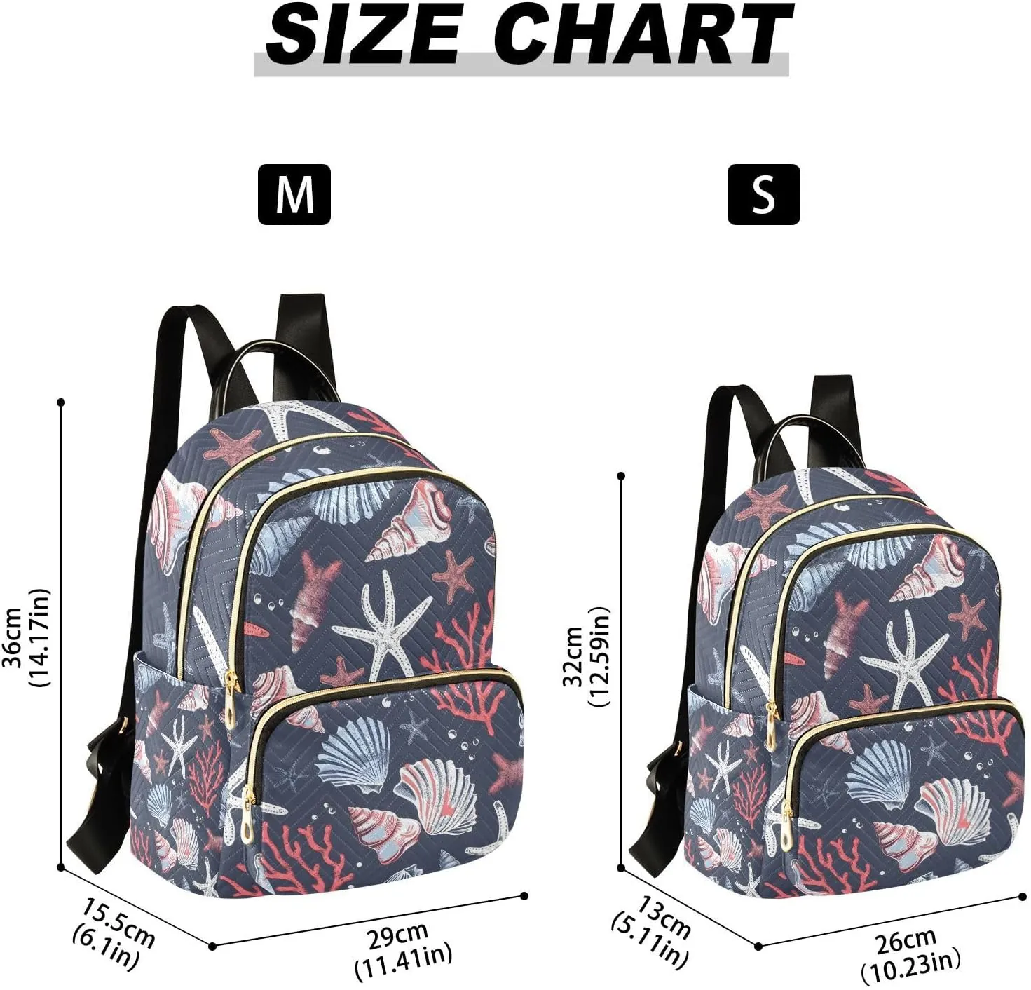 ALAZA Sea Shells Mini Backpack Purse for Women Travel Bag Lightweight Shoulder Bag Fashion Daypack