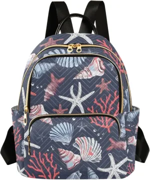 ALAZA Sea Shells Mini Backpack Purse for Women Travel Bag Lightweight Shoulder Bag Fashion Daypack