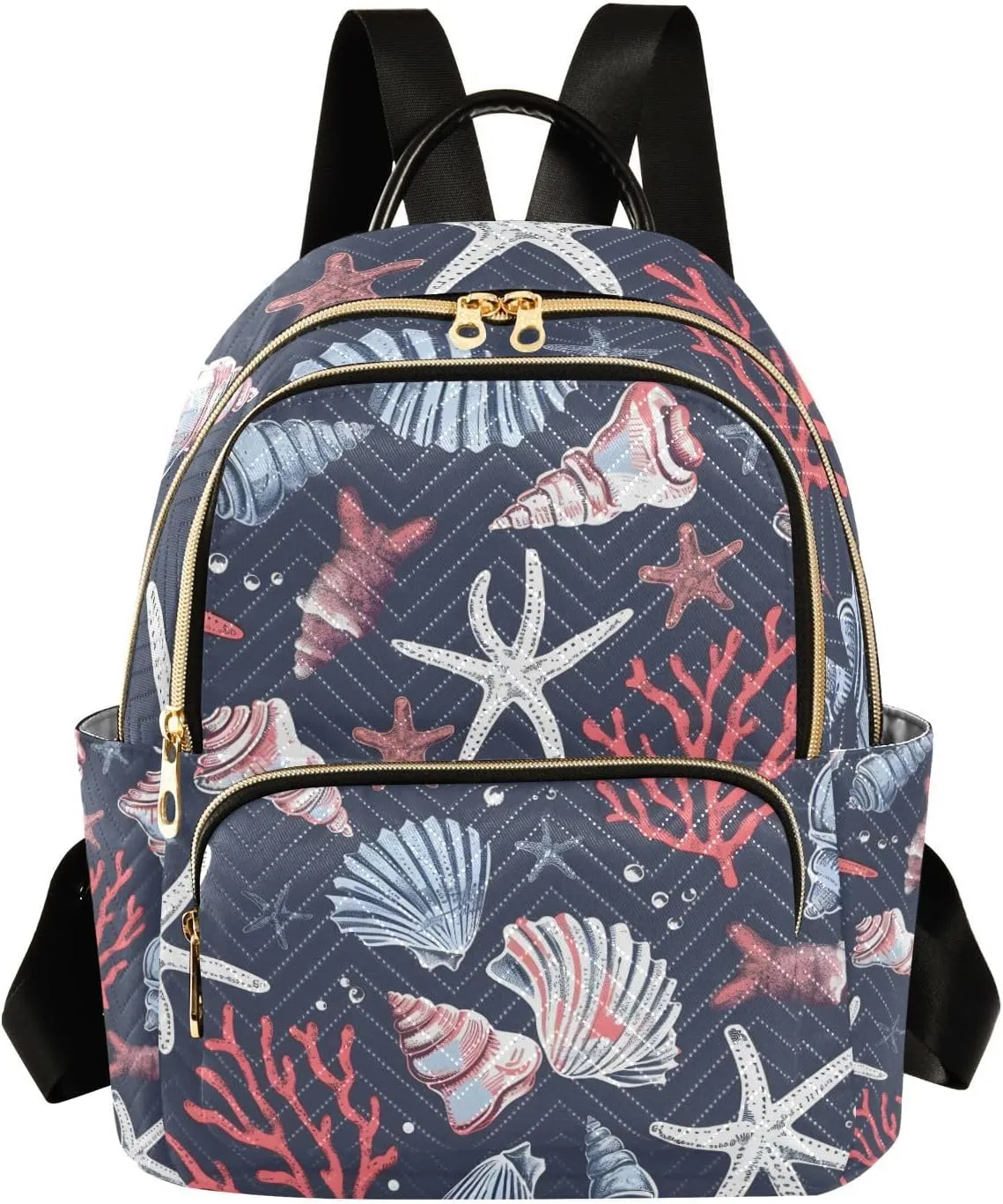 ALAZA Sea Shells Mini Backpack Purse for Women Travel Bag Lightweight Shoulder Bag Fashion Daypack