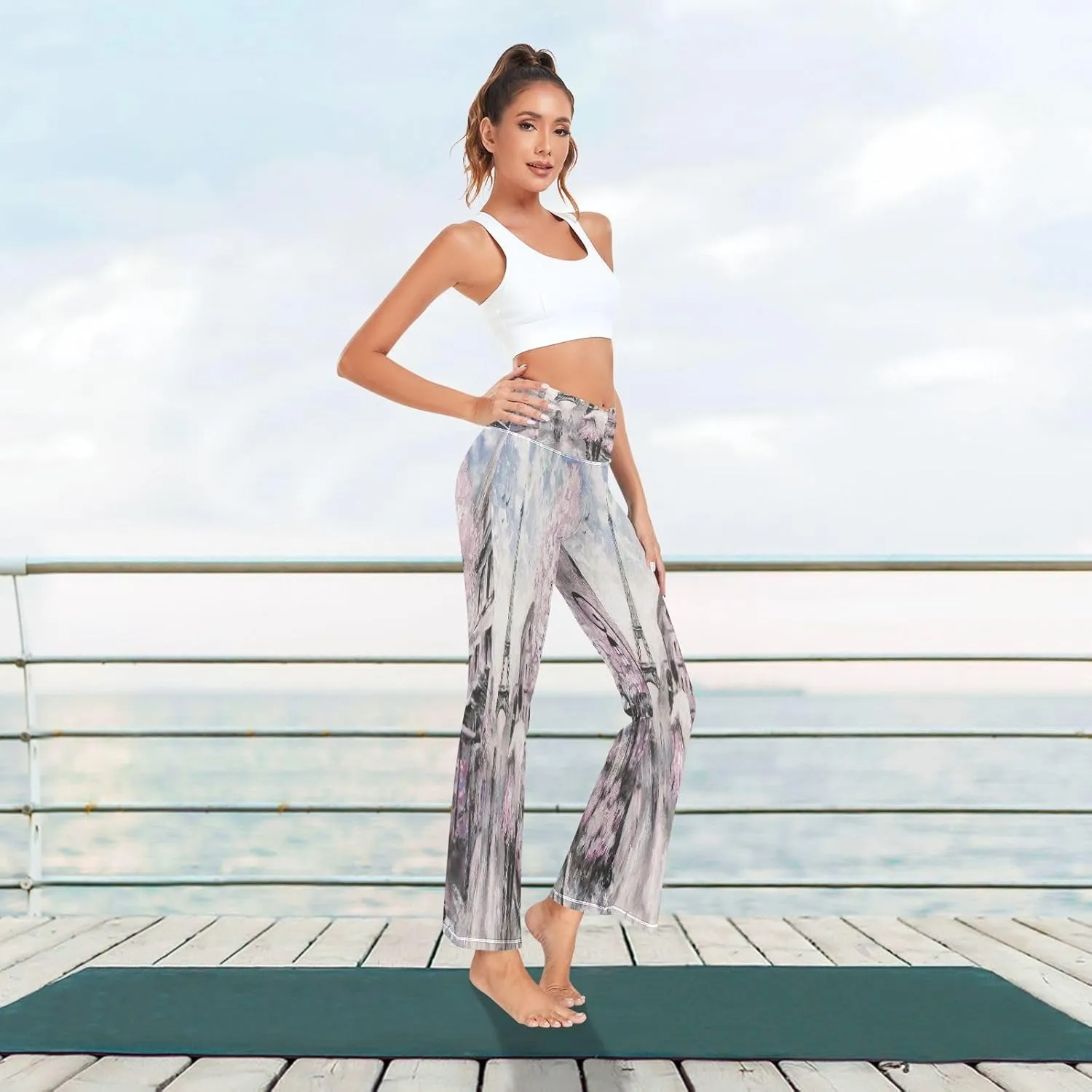 ALAZA Women's Anchor Pattern Flare Yoga Pants