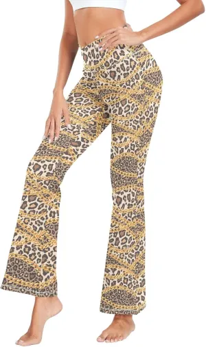 ALAZA Women's Leopard Skin Flare Yoga Pants
