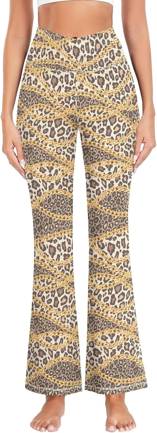 ALAZA Women's Leopard Skin Flare Yoga Pants