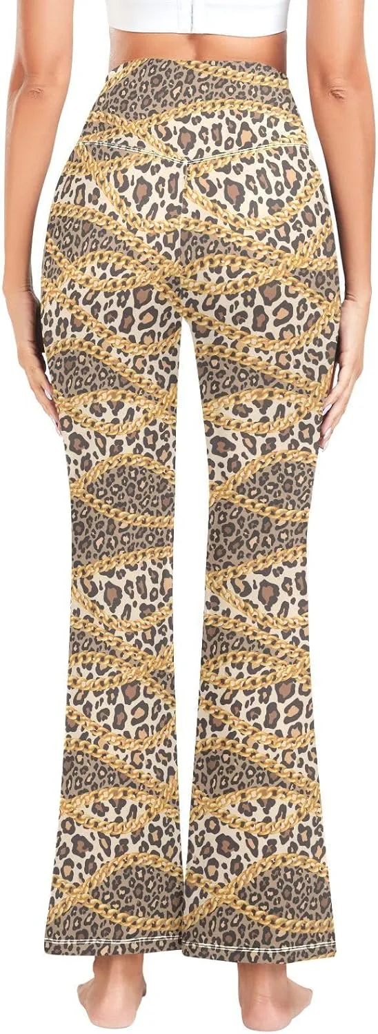 ALAZA Women's Leopard Skin Flare Yoga Pants