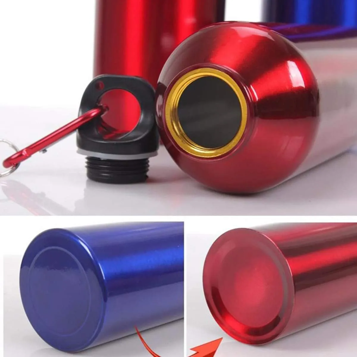 Aluminum Water Bottle - Narrow Mouth Sport Water Bottle with Screw Lid Looped, Vacuum Insulated & BPA Free, Portable Outdoor Water Bottle