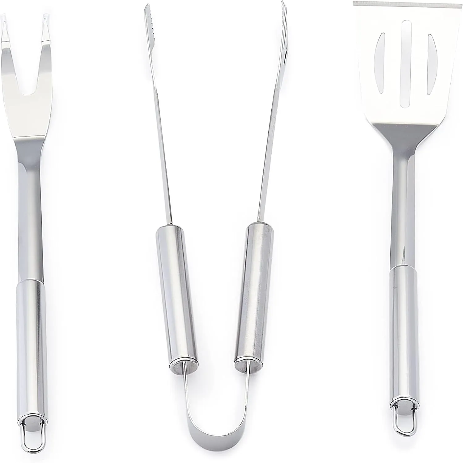 Amazon Basics 4-Piece Stainless Steel Barbeque Grilling Tool Set with Carry Bag