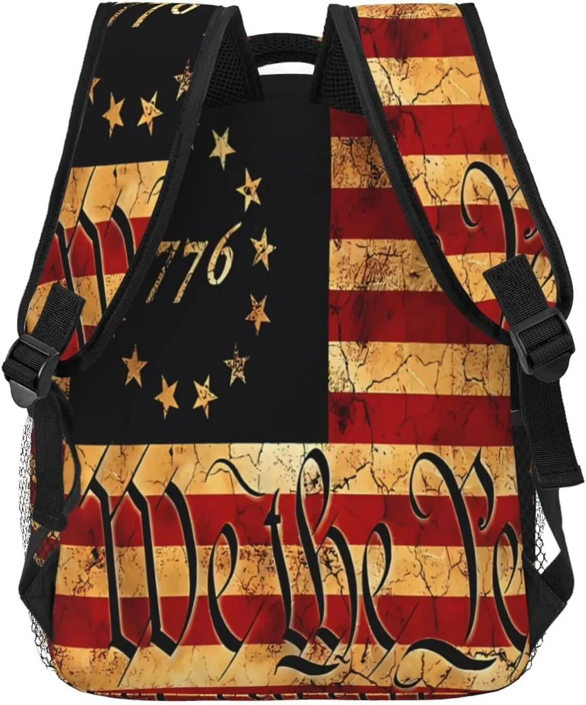America Independence Day 1776 We The People Visually Aged And Distressed US Flag Backpack Casual Laptop Backpack Double Shoulder Bag Lightweight Backpack For Women Men Travel
