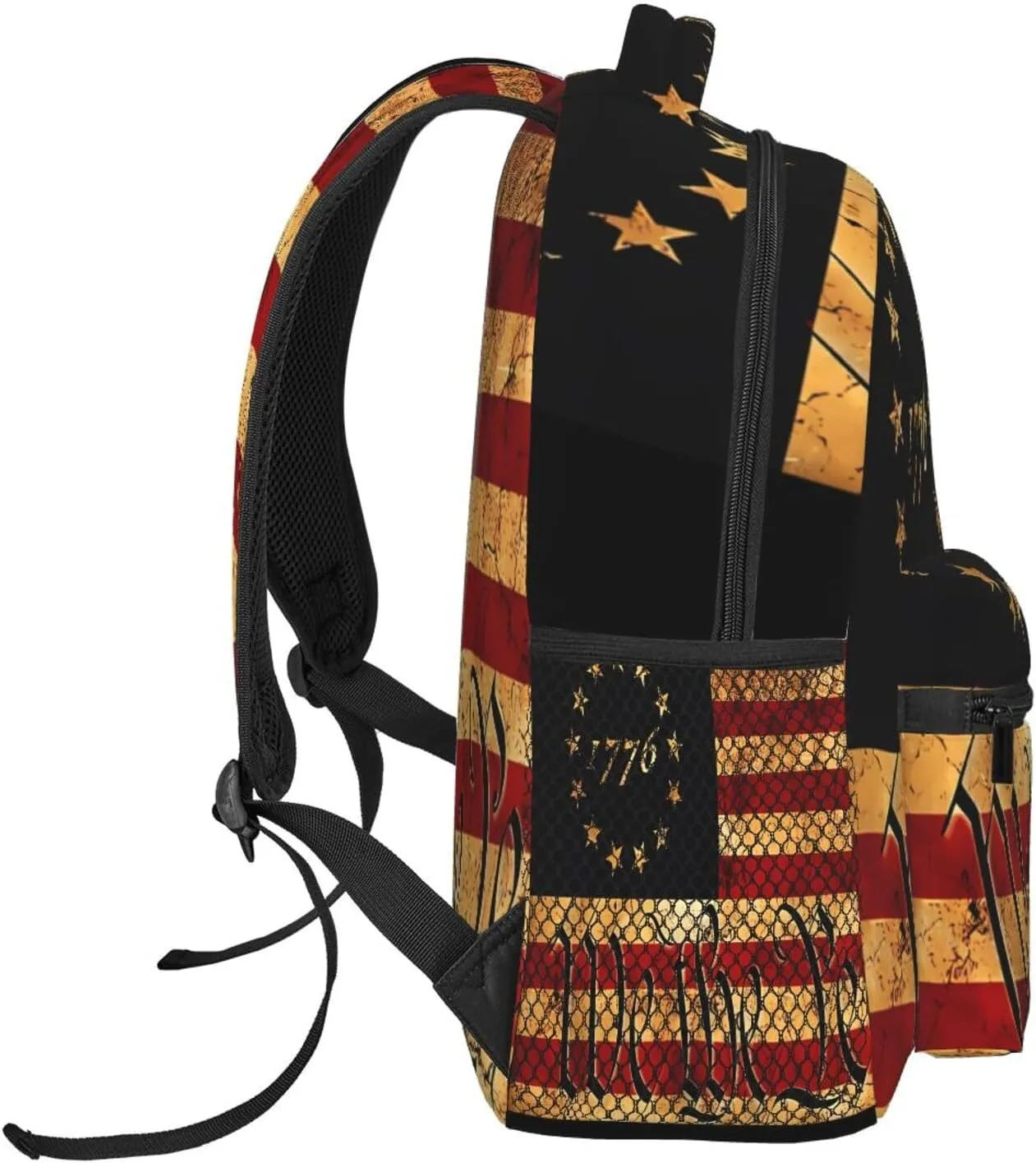 America Independence Day 1776 We The People Visually Aged And Distressed US Flag Backpack Casual Laptop Backpack Double Shoulder Bag Lightweight Backpack For Women Men Travel