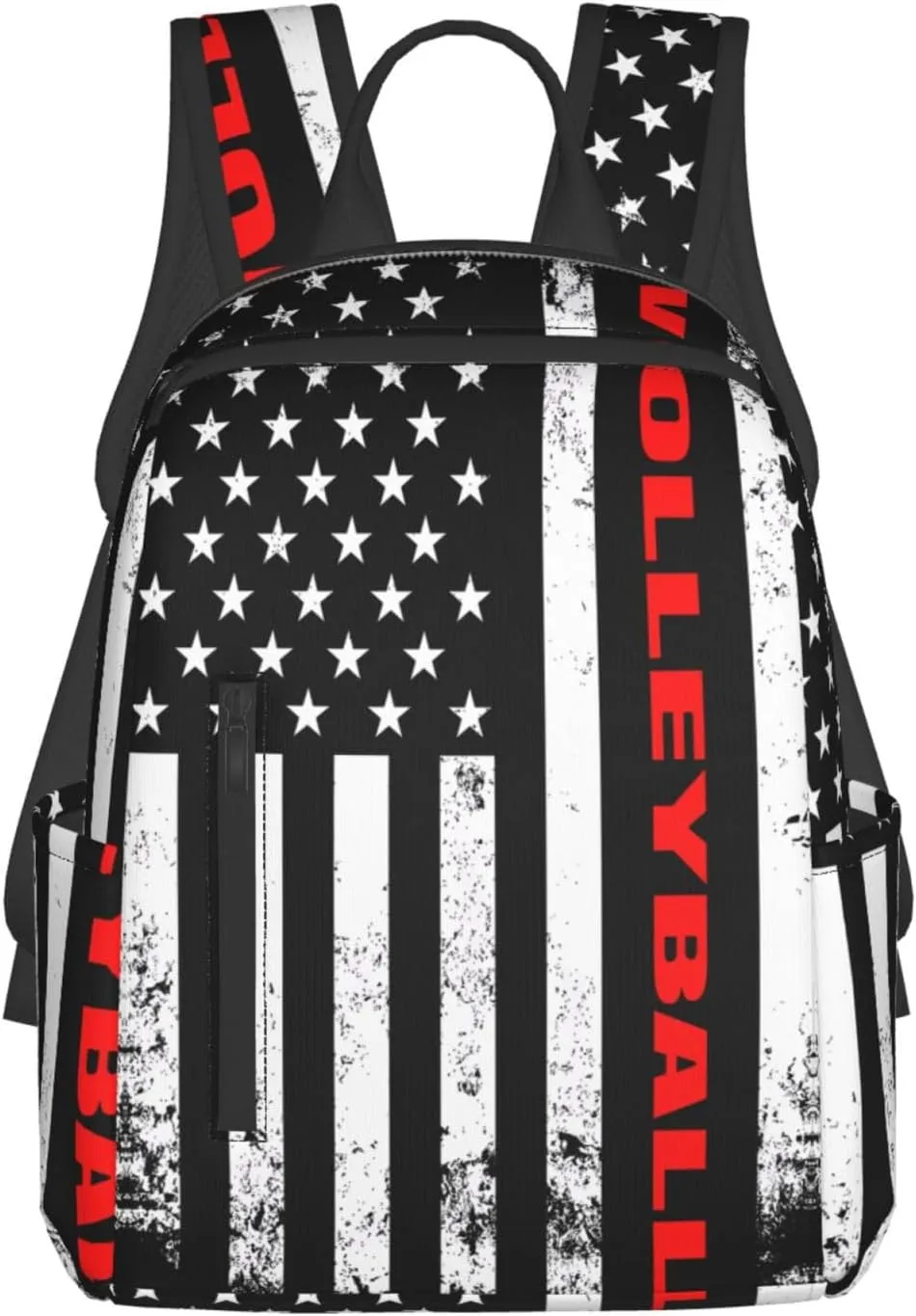 American Flag Volleyball Sport Casual Backpacks Laptop Backpack Outdoor Travel Rucksack Sport Carry-On Daypack Lightweight Bag with Multi-Pockets