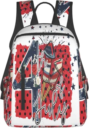 American Independence Day 1776 We The People American Flag Casual Backpacks Laptop Backpack Outdoor Travel Rucksack Sport Carry-On Daypack Lightweight Bag with Multi-Pockets