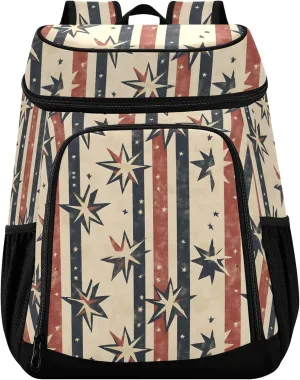 American Star Flag Cooler Backpack 36 Cans Leakproof Insulated Lunch Bag Backpack Cooler Bag for Travel Picnic Beach