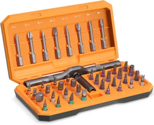 AMIR 42 in 1 Ratchet Screwdriver Kit with 40 PCS Magnetic Bits, Repair Screwdriver Set with Rotatable Ratchet Handle, Versatile Ratchet Handle Screwdriver Set with Carry Case