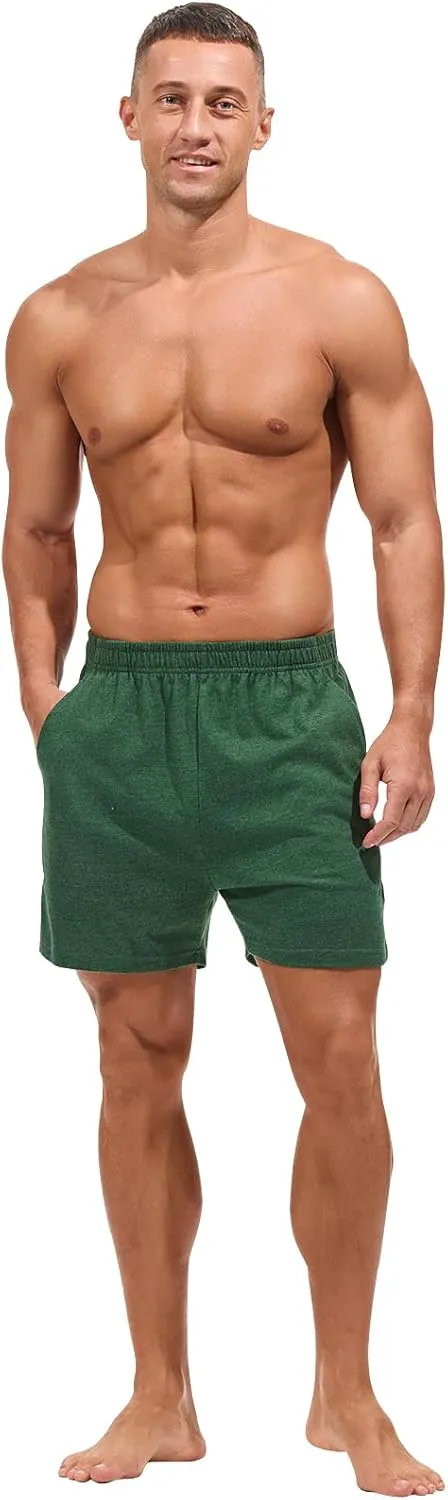 AMY COULEE Mens Lounge Shorts 4 inch Pajama Lightweight Cotton Sleep Bottoms with Pockets