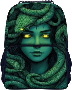 Ancient Greece Snake Queen Medusa Art Rucksacks Lightweight Multipurpose Anti-Theft Shoulder Bag Big Capacity Laptop Book Bag Rucksack With Padded Straps