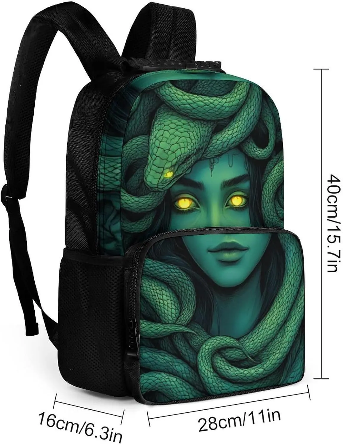 Ancient Greece Snake Queen Medusa Art Rucksacks Lightweight Multipurpose Anti-Theft Shoulder Bag Big Capacity Laptop Book Bag Rucksack With Padded Straps