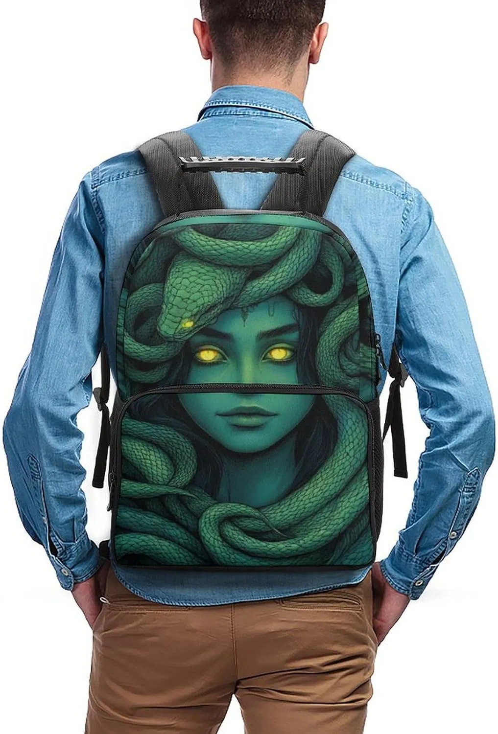 Ancient Greece Snake Queen Medusa Art Rucksacks Lightweight Multipurpose Anti-Theft Shoulder Bag Big Capacity Laptop Book Bag Rucksack With Padded Straps