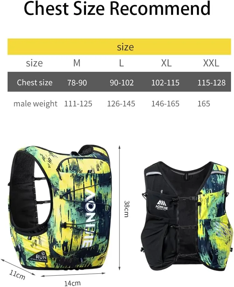 AONIJIE 10L Lightweight Trail Running Backpack, Outdoor Cycling Mountaineering Hiking Pack for Men Women, Hydration Pack for Off-road (XL)