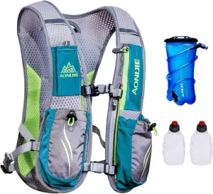 Aonijie Hydration Packs 5.5L Trail Running Vest with 2L Bladder Reservoir Marathoner Hydro Backpack Light Green