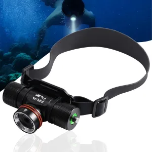 APLOS H800 Scuba Diving Headlamp, 3500 Lumens Professional Underwater Headlight with TIR Lens, Power Indicator, IPX68 Waterproof Dive Head Light Flashlight for Caving, Snorkeling, Spearfishing
