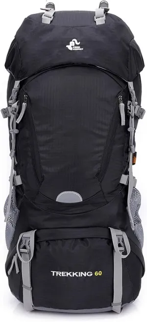 APLUSH Hiking Camping Backpack with Rain Cover, Lightweight Waterproof Outdoor Sport Travel Daypack for Climbing Touring,Black a,60L