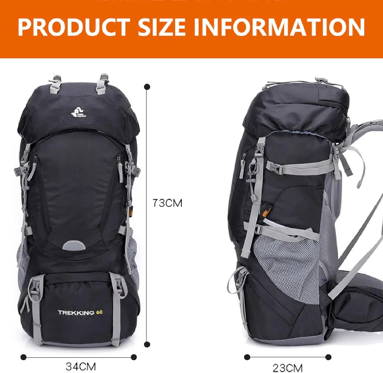 APLUSH Hiking Camping Backpack with Rain Cover, Lightweight Waterproof Outdoor Sport Travel Daypack for Climbing Touring,Black a,60L