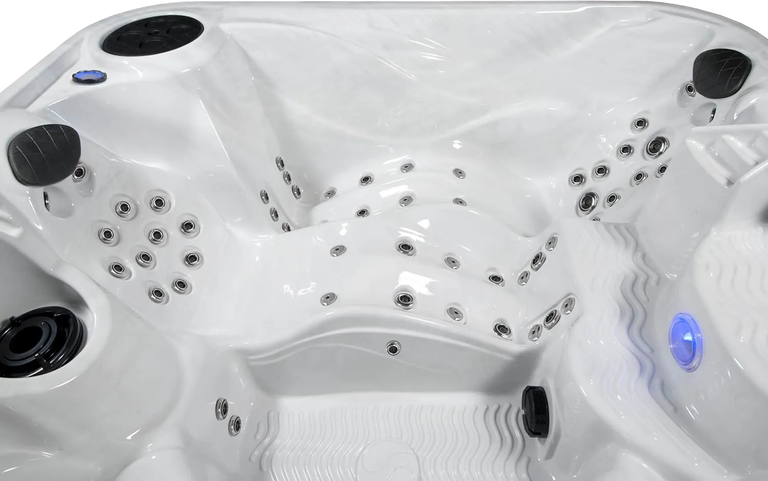 AquaLife Nautical 4-Person 24-Jet Acrylic Non-Lounger Hot Tub with Face-to Face Seating, Bluetooth Stereo, Insulated Cover