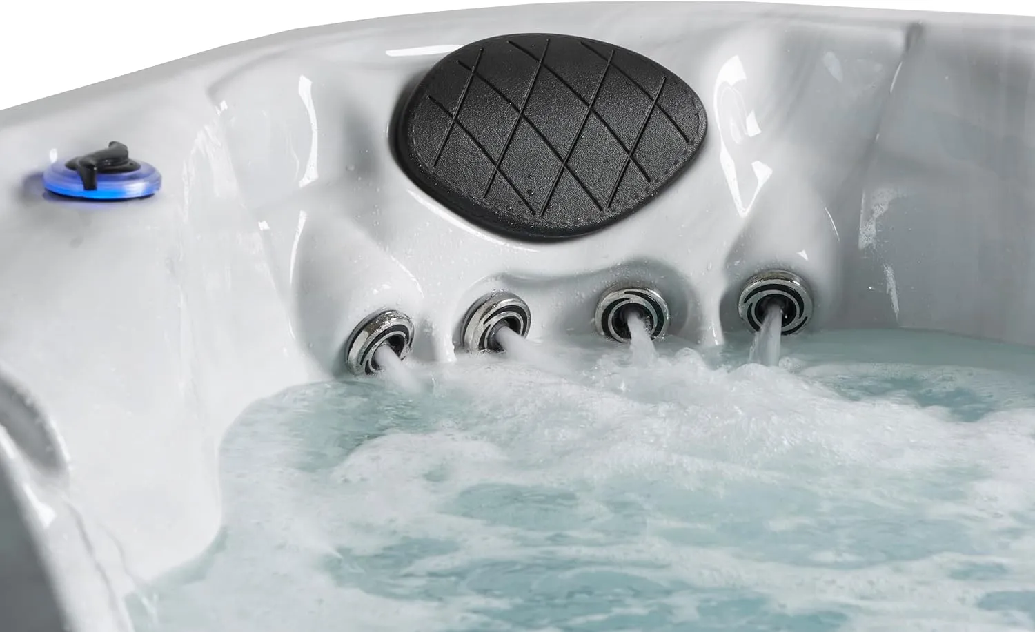 AquaLife Nautical 4-Person 24-Jet Acrylic Non-Lounger Hot Tub with Face-to Face Seating, Bluetooth Stereo, Insulated Cover