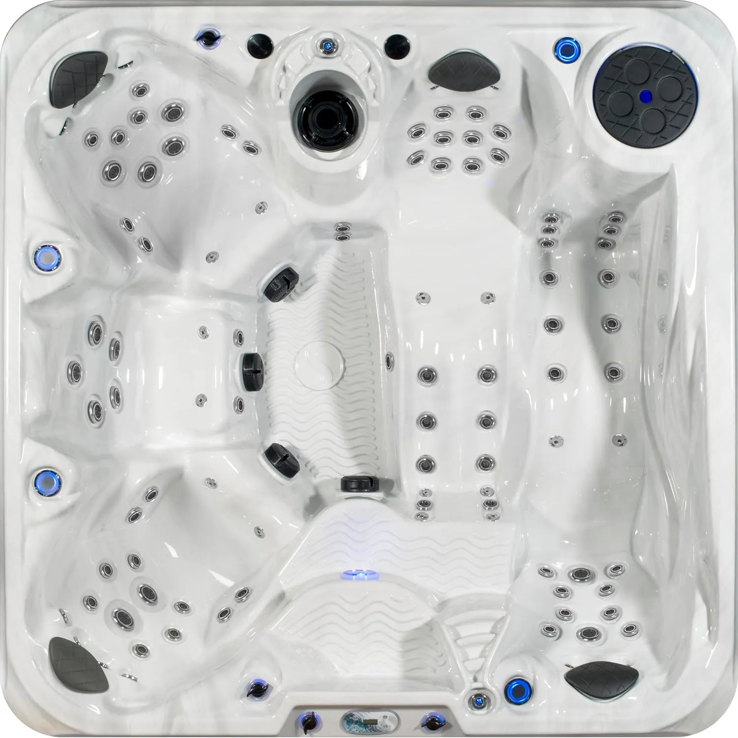 AquaLife Nautical 4-Person 24-Jet Acrylic Non-Lounger Hot Tub with Face-to Face Seating, Bluetooth Stereo, Insulated Cover
