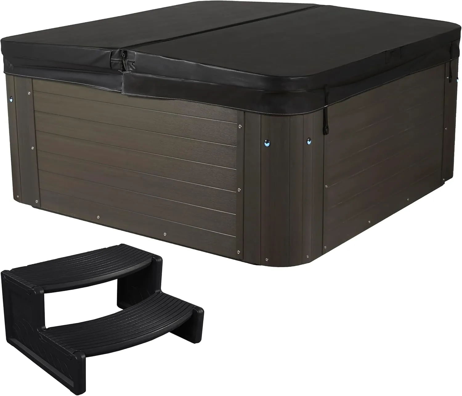 AquaLife Nautical 4-Person 24-Jet Acrylic Non-Lounger Hot Tub with Face-to Face Seating, Bluetooth Stereo, Insulated Cover