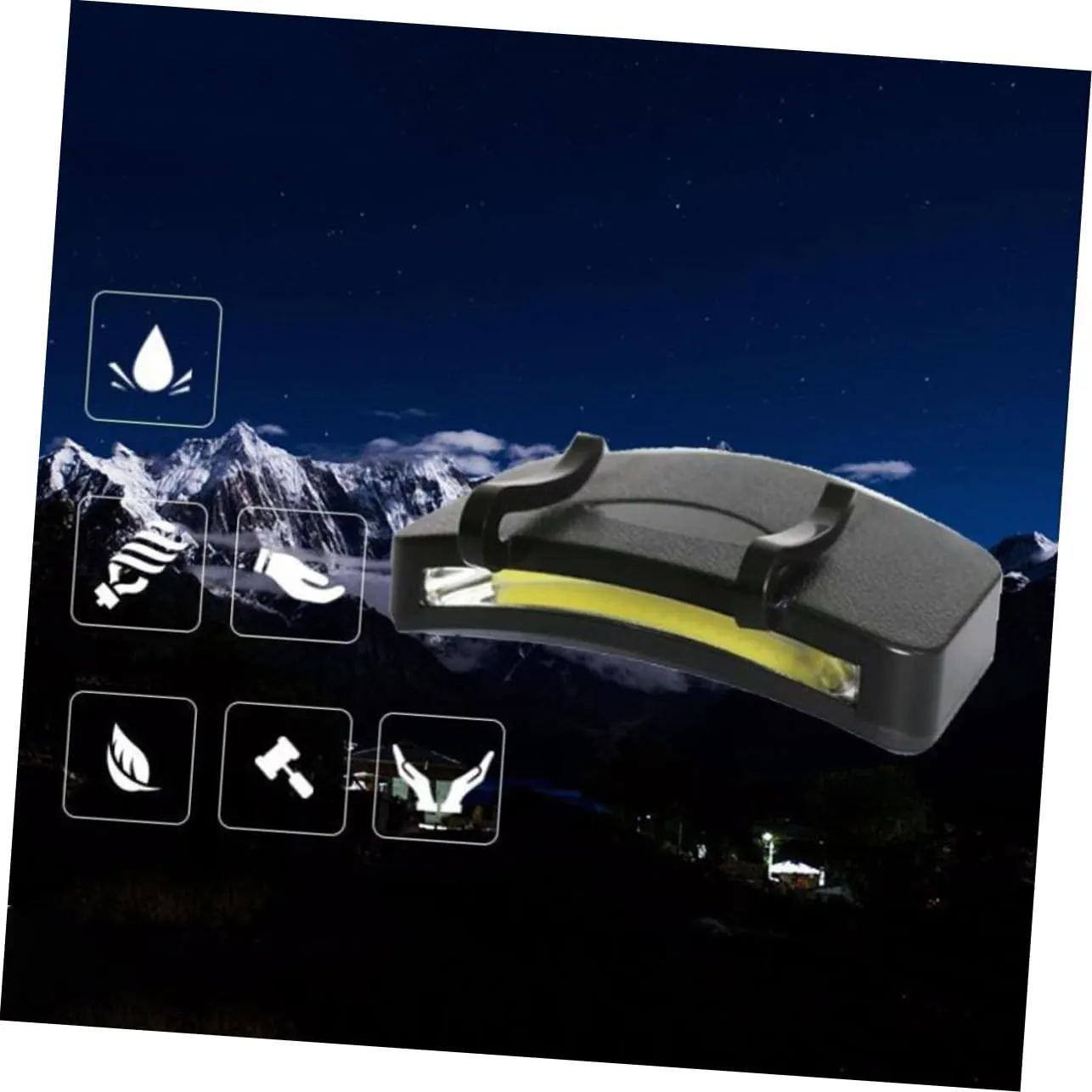 ARTIBETTER 2sets Lantern for Camping Rechargeable Clamp Light Mini Clip Headlamp Cob Bulbs Portable for Hiking Running Biking 2pcs*2