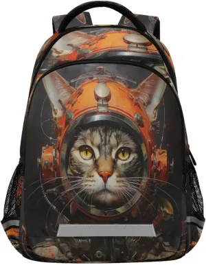 Astronaut Cat Design Waterproof Backpack - Casual Outdoor Sports Daypack with Ergonomic Shoulder Straps#742