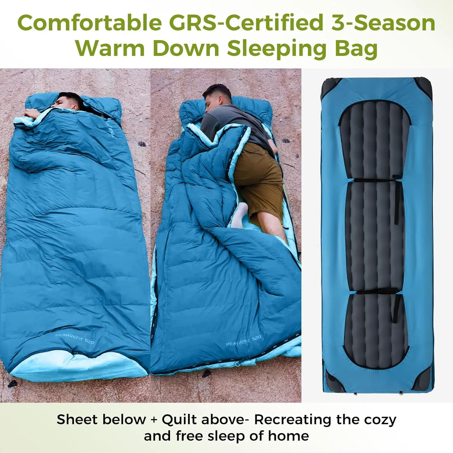 ATEPA Down Sleeping Bag, Recycled 650FP 0 Degree 40 Degree 4 Season Summer & Winter Compact Rectangle Lightweight Waterproof Wearable Sleeping Bag with Compression Sack for Camping Backpacking Hiking