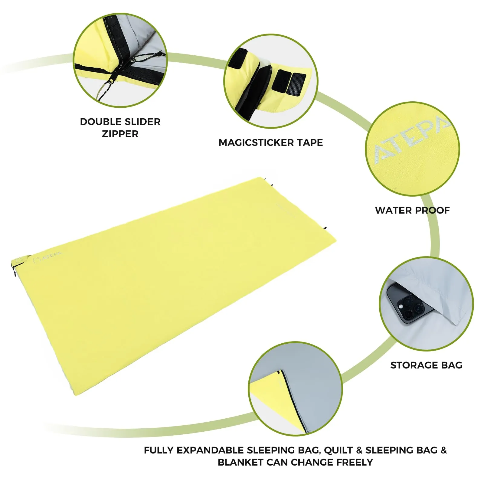 ATEPA Lightweight Waterproof Backpacking Sleeping Bag