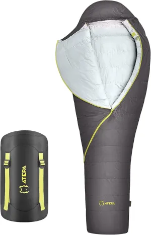 ATEPA Mummy Sleeping Bag Ultralight XL Down Alternative Sleeping Bag for Adult (2.4lbs), Oversize 620 FP Compact Lightweight Sleeping Bag with Compression Sack for Camping Backpacking Hiking, Black