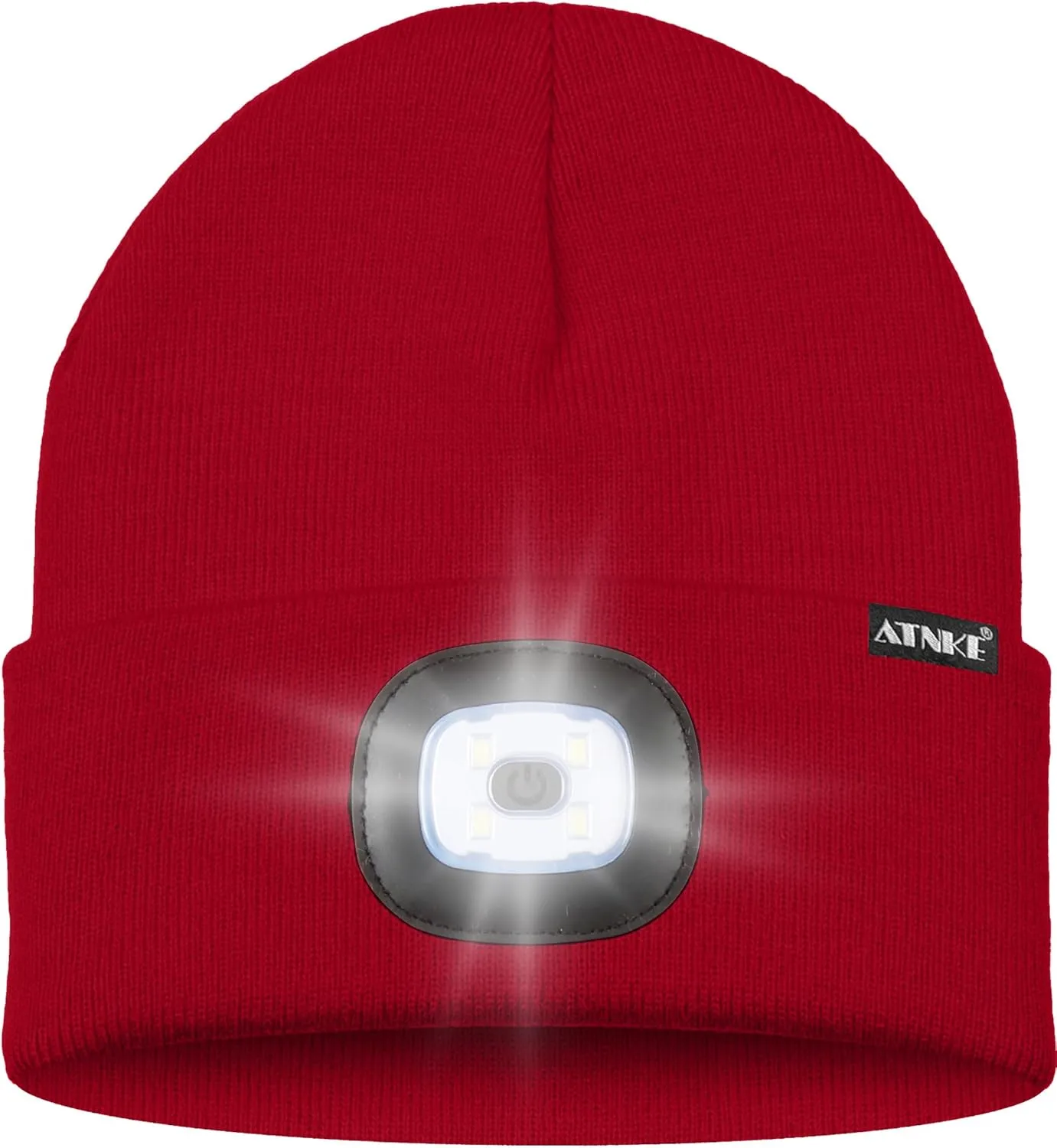 ATNKE 2Pcs LED Lighted Beanie Hat,USB Rechargeable 4 LED Running Headlamp Bright Cap with Light Gifts for Men and Women