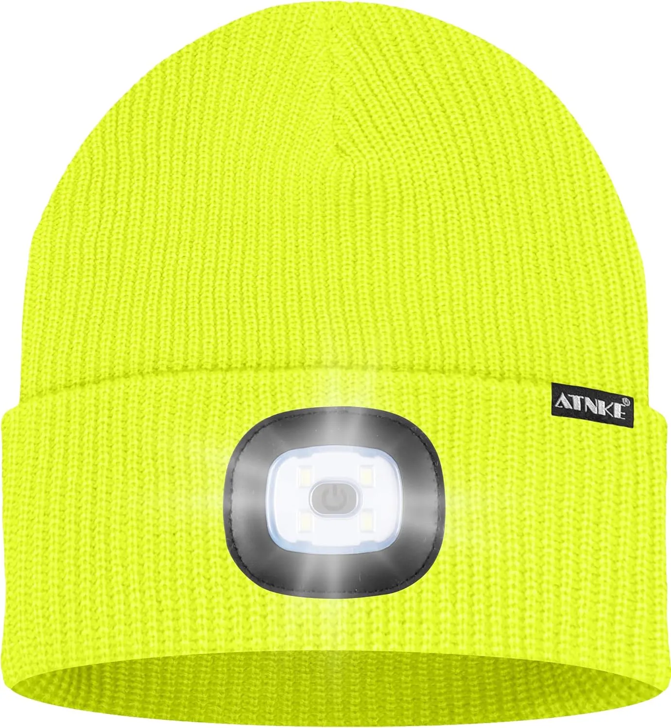 ATNKE LED Beanie with The Light, Unisex USB Rechargeable 4 LED Running Headlamp Bright Caps Gifts for Men Dad and Women