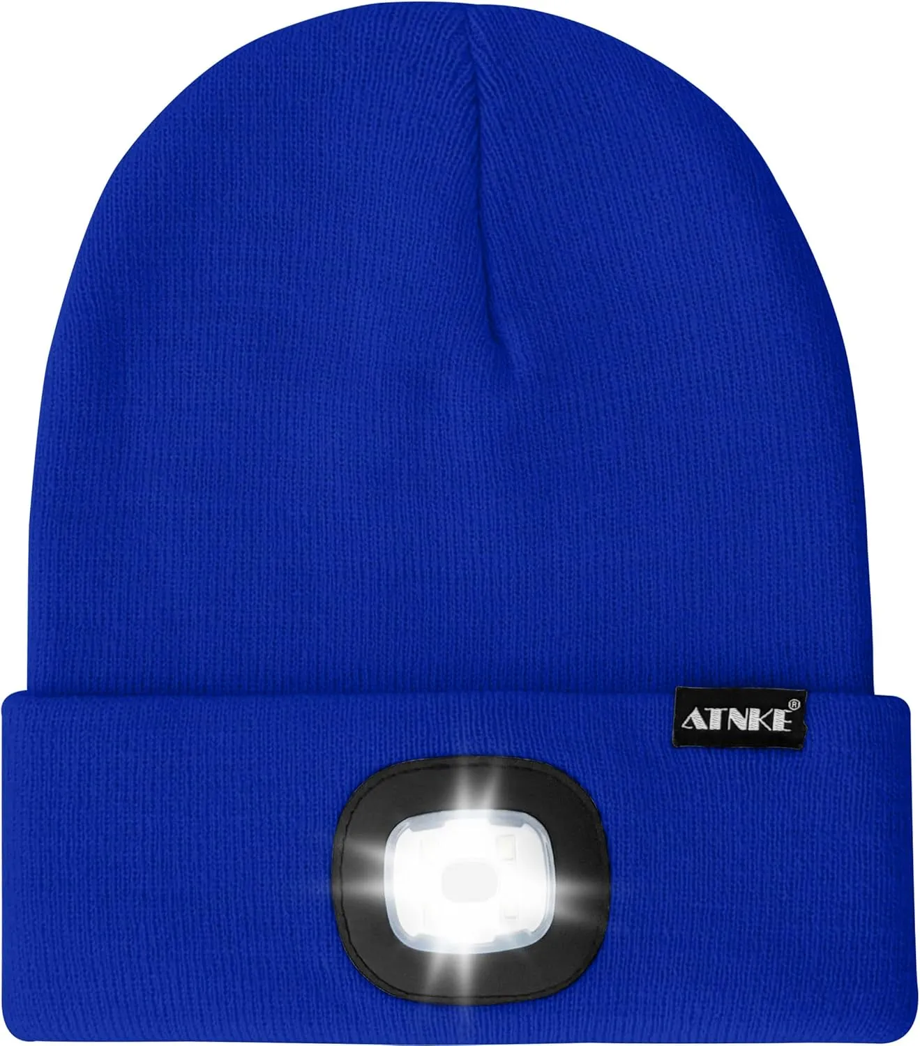 ATNKE LED Lighted Beanie Hat,USB Rechargeable 4 LED Running Headlamp Lined Fleece Cap with Light Gift for Men and Women