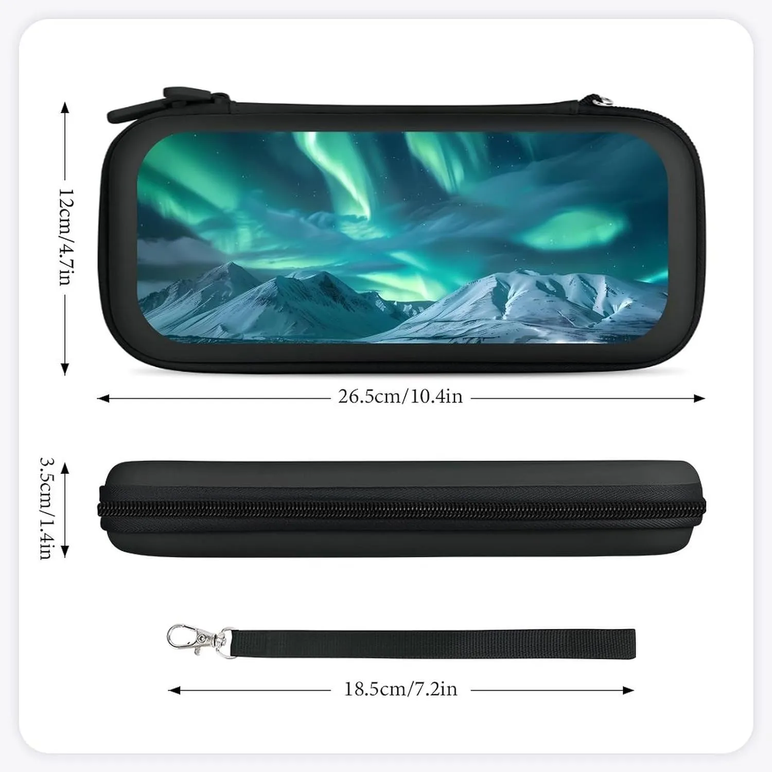 Aurora Northern Lights Hard Shell Travel Case with Rope 15 Game Card Pockets Compatible with Switch Protective