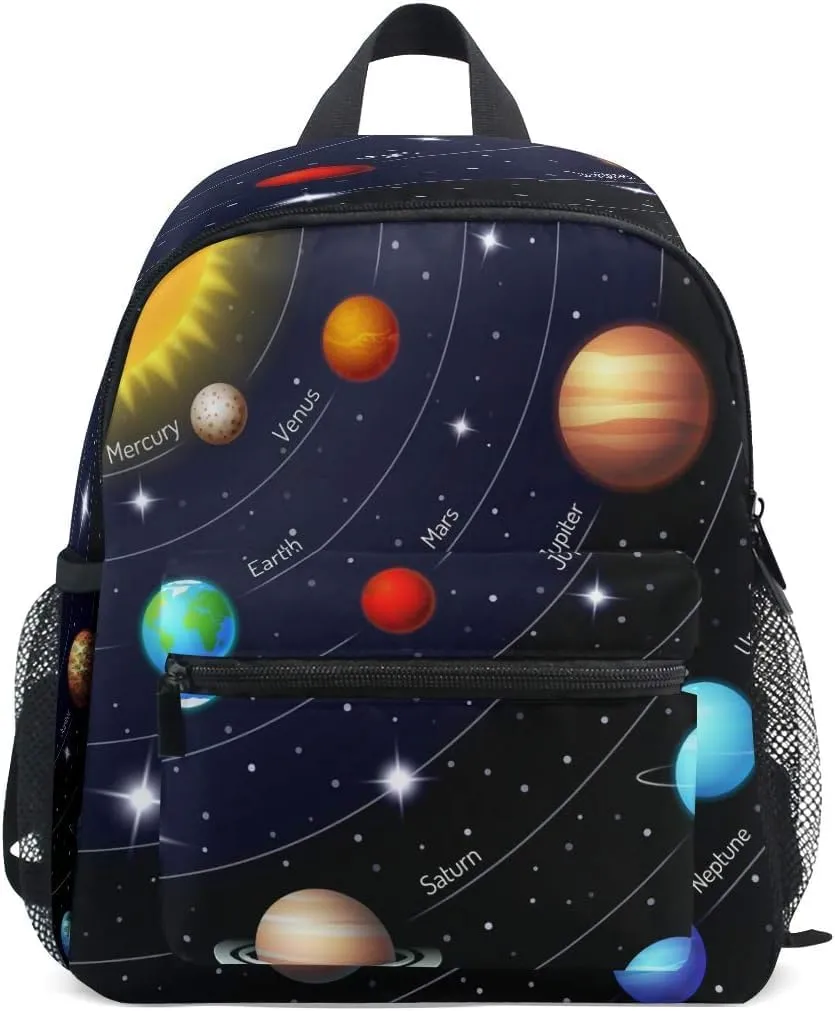 AUUXVA Space Backpack for Kids, Neutral Preschool Toddler Bookbag Boy Girl, Childish Solar System Planets Kids Back Pack Kindergarten Children Bag Nursery Junior Primary Student Travel School Bag