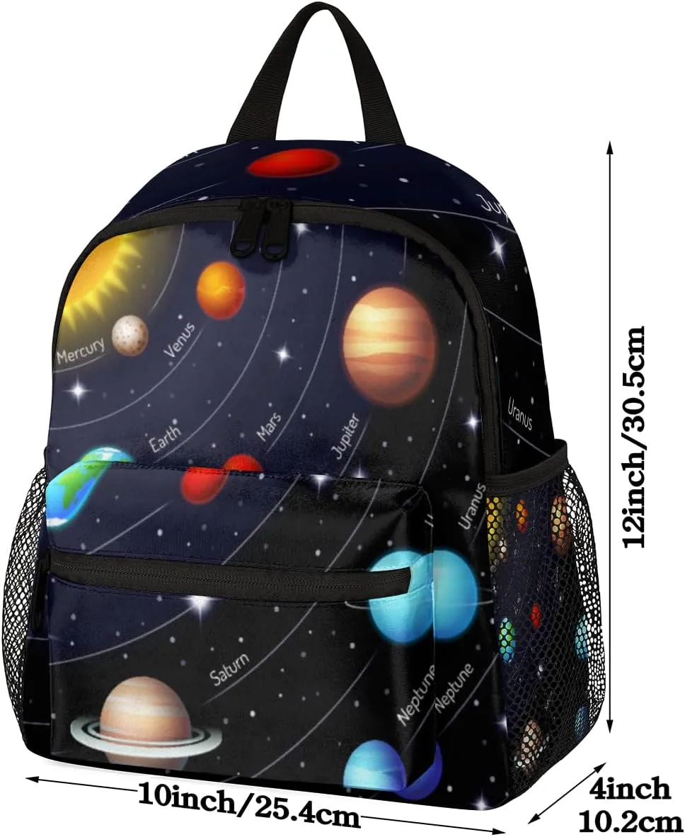 AUUXVA Space Backpack for Kids, Neutral Preschool Toddler Bookbag Boy Girl, Childish Solar System Planets Kids Back Pack Kindergarten Children Bag Nursery Junior Primary Student Travel School Bag