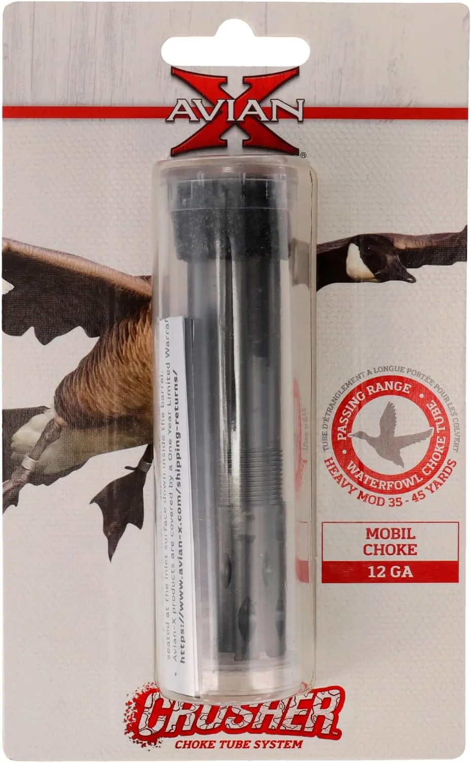 Avian-X Waterfowl Crusher Rugged Durable High-Strength Steel Black PVD Finished Duck Hunting Choke Tube with Wide Groove Technology - Light/Heavy Mod Options