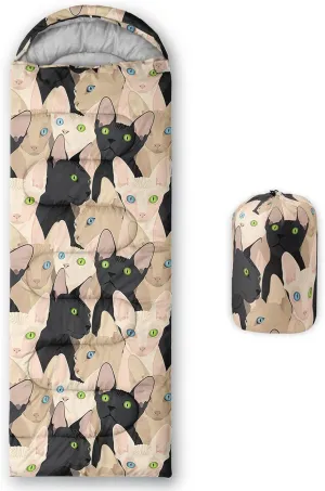 Axolotl Black Cats Sleeping Bag for Kids Adults–Lightweight Warm Cold Weather Sleeping Bags,Waterproof Portable Sleeping Bag for Camping,3 Season Cold Weather Sleeping Bag,Sleeping Bag for Hiking