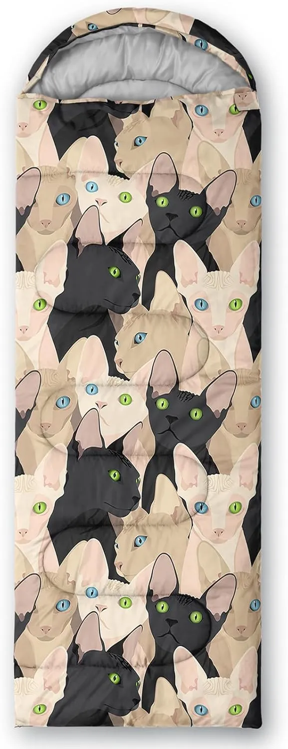 Axolotl Black Cats Sleeping Bag for Kids Adults–Lightweight Warm Cold Weather Sleeping Bags,Waterproof Portable Sleeping Bag for Camping,3 Season Cold Weather Sleeping Bag,Sleeping Bag for Hiking