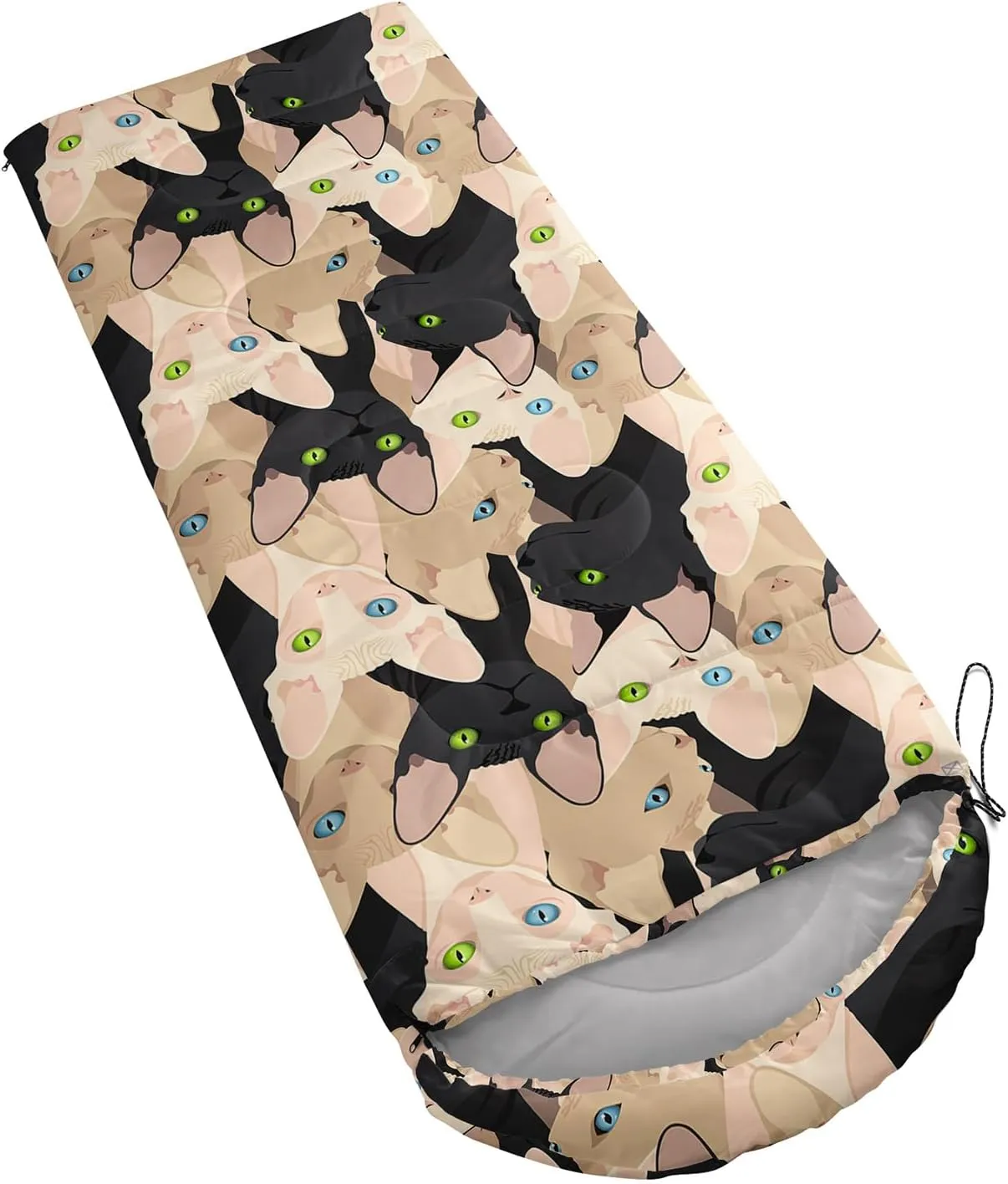 Axolotl Black Cats Sleeping Bag for Kids Adults–Lightweight Warm Cold Weather Sleeping Bags,Waterproof Portable Sleeping Bag for Camping,3 Season Cold Weather Sleeping Bag,Sleeping Bag for Hiking