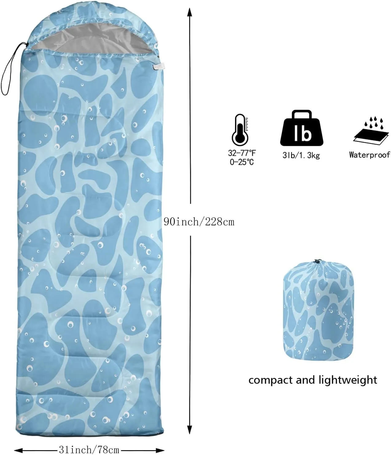 Axolotl Black Cats Sleeping Bag for Kids Boys Girls–Lightweight Warm Cold Weather Sleeping Bags,Waterproof Portable Sleeping Bag for Camping,Backpacking Camping Sleeping Bag,Kids Sleeping Bags,Orange