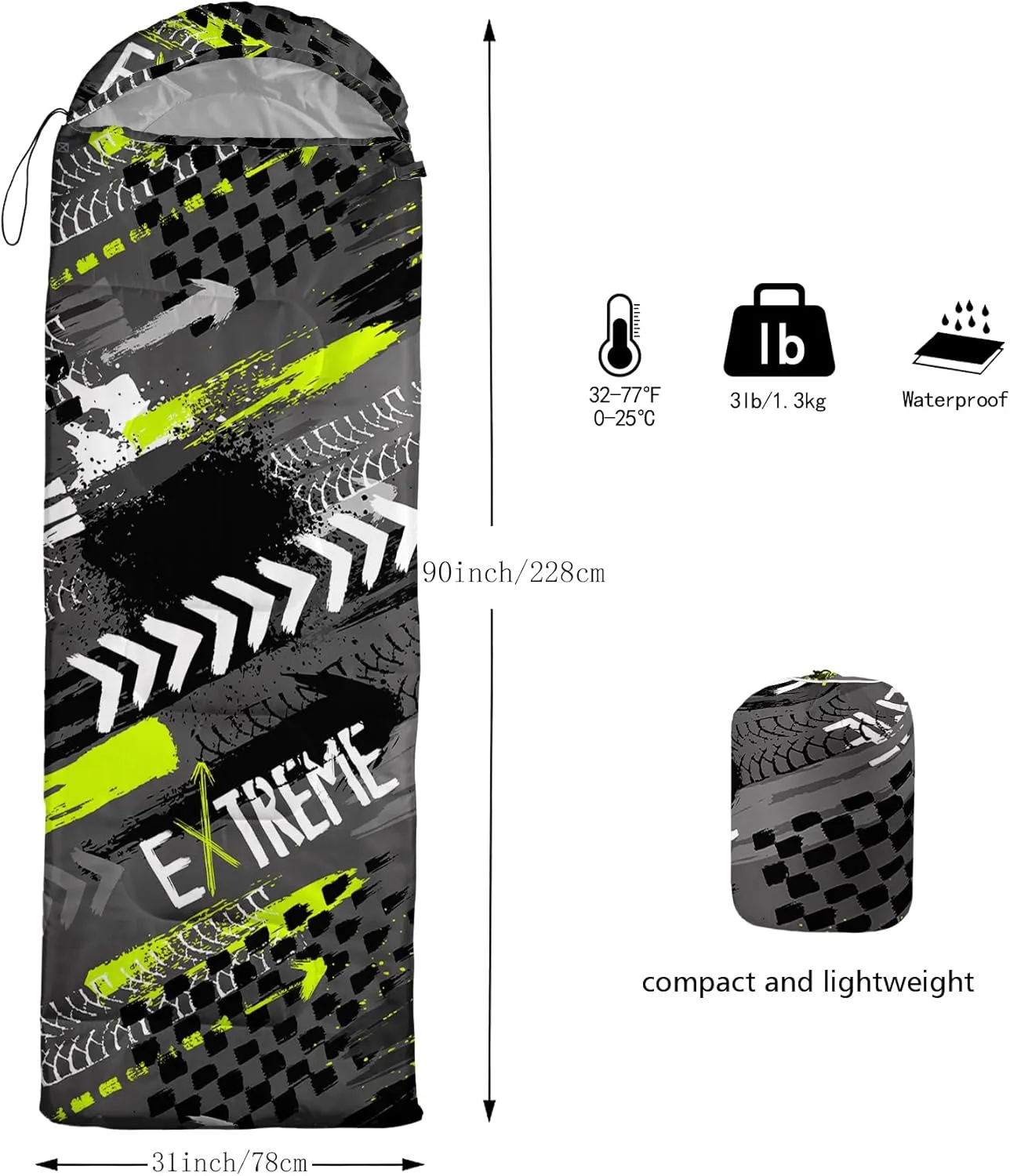 Axolotl Hiking Sleeping Bag for Kids–Lightweight Warm Cold Weather Sleeping Bags,Waterproof Portable Sleeping Bag Hiking and Backpacking Sleeping Bag,3 Season Cold Weather Sleeping Bag Fit Boys,Black