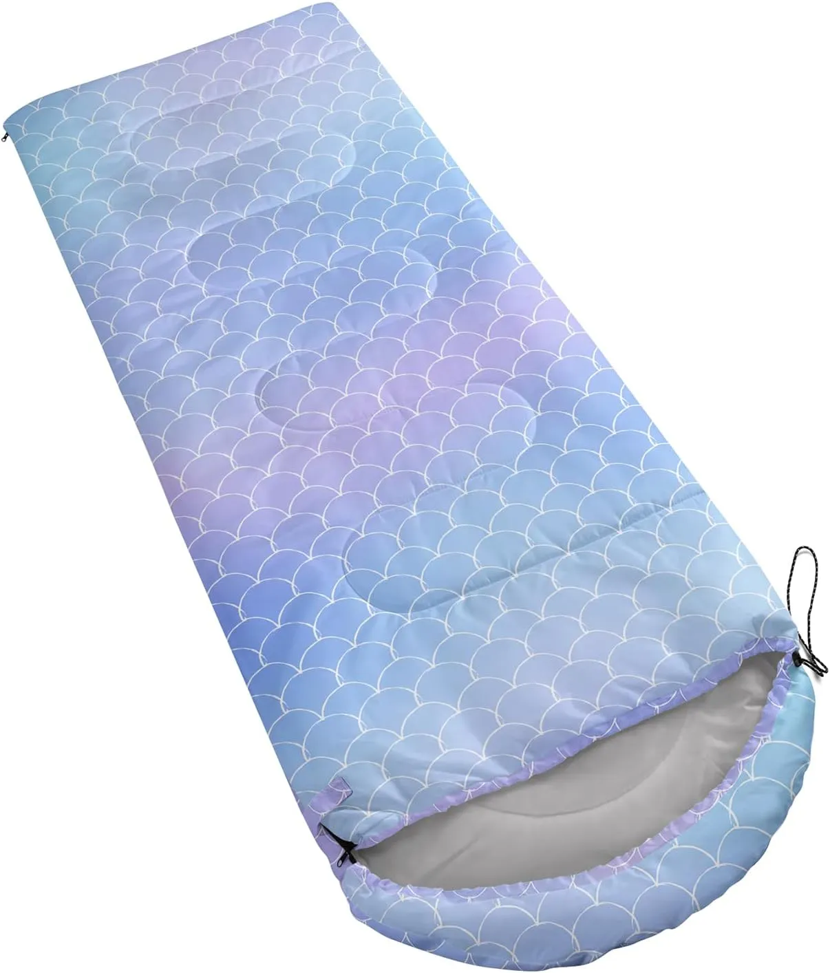 Axolotl Mermaid Scales Kids Sleeping Bag,3 Season Warm Cool Weather–Spring Summer Fall Lightweight Waterproof for Kids Girls,Camping Gear Equipment,Traveling Outdoors,Backpacking Camping Sleeping Bag