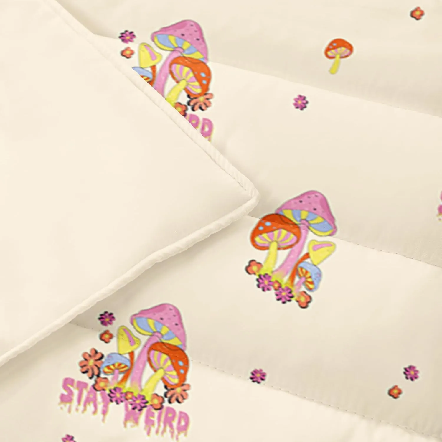 Axolotl Mushrooms Nap Mat,Pink Red Blue Nap Mat with Pillow,Wild Fungus Sleeping Mat for Girls,Flower Travel Sleeping Bag,Botanical Floral Bedding Set for Camping,Roll Up Slumber Bag,Yellow