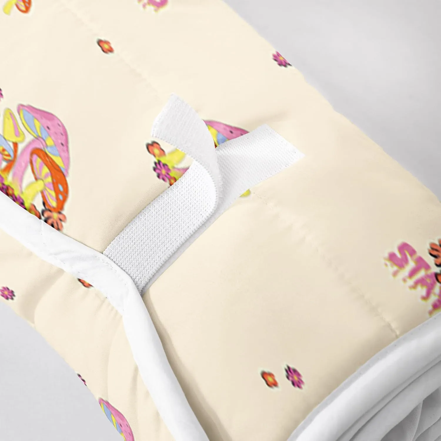 Axolotl Mushrooms Nap Mat,Pink Red Blue Nap Mat with Pillow,Wild Fungus Sleeping Mat for Girls,Flower Travel Sleeping Bag,Botanical Floral Bedding Set for Camping,Roll Up Slumber Bag,Yellow