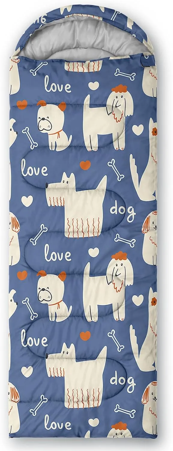Axolotl Penguin Star Sleeping Bag,3 Season Warm and Cool Weather Moon Cloud Sleeping Bag for Boys Girls Teens,Waterproof Lightweight Lovely Animal Sleeping Bag for Traveling,Outdoors Camping,Navy Blue