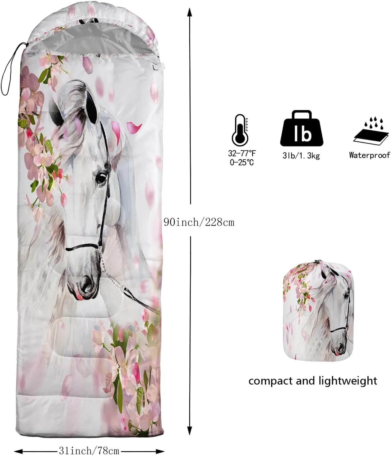 Axolotl Unicorn Sleeping Bag for Kids Boys Girls–Lightweight Warm Cold Weather Sleeping Bags,Waterproof Portable Sleeping Bag with Compression Sack for Camping Backpacking Outdoor Indoor